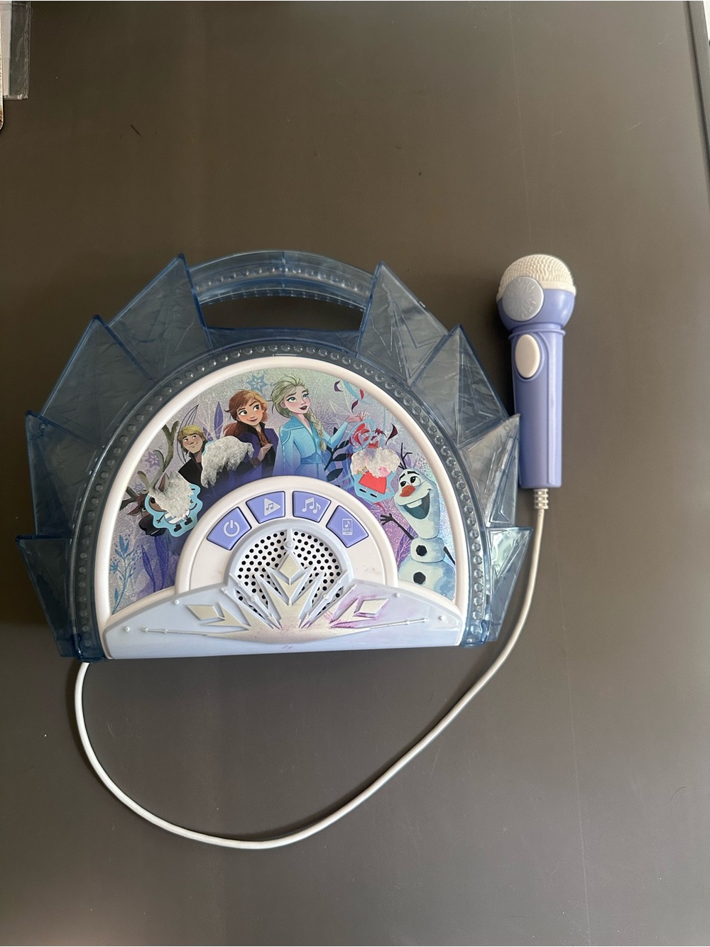 Disney Frozen Blue & Purple Kids Karaoke Speaker with Wired Microphone-Works